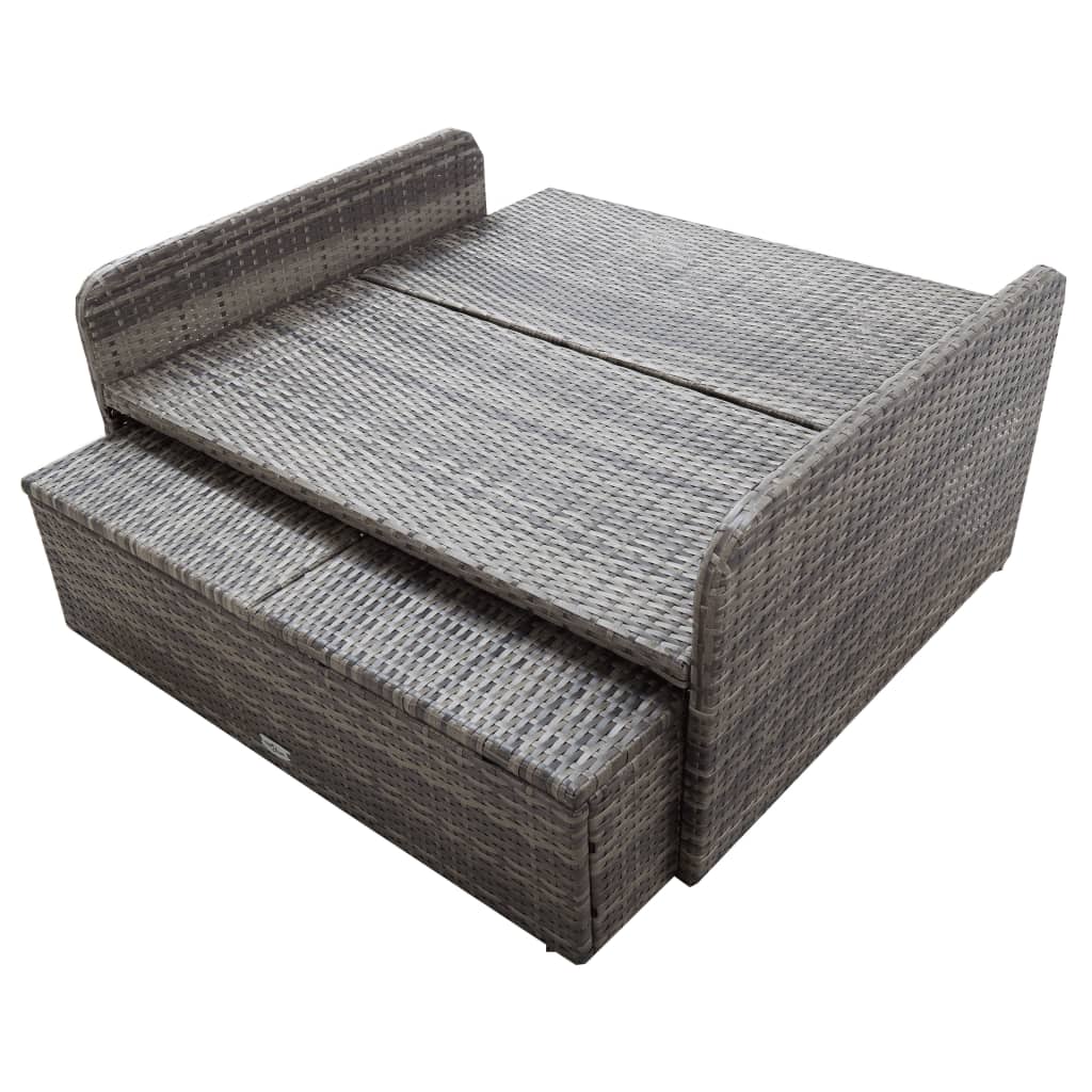 vidaXL Salon de jardin 2 pcs avec coussins Résine tressée Gris