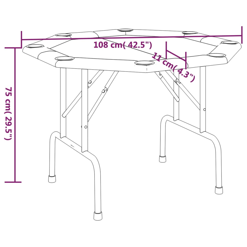 vidaXL Table de poker pliable 8 joueurs Bleu 108x108x75 cm