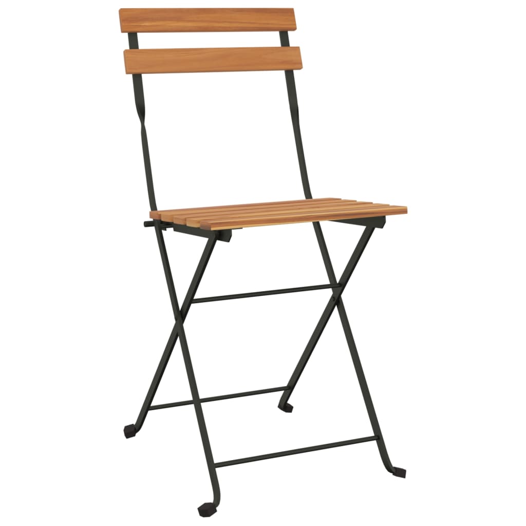 vidaXL Chaises de bistrot pliantes lot de 2 Bois de teck solide acier