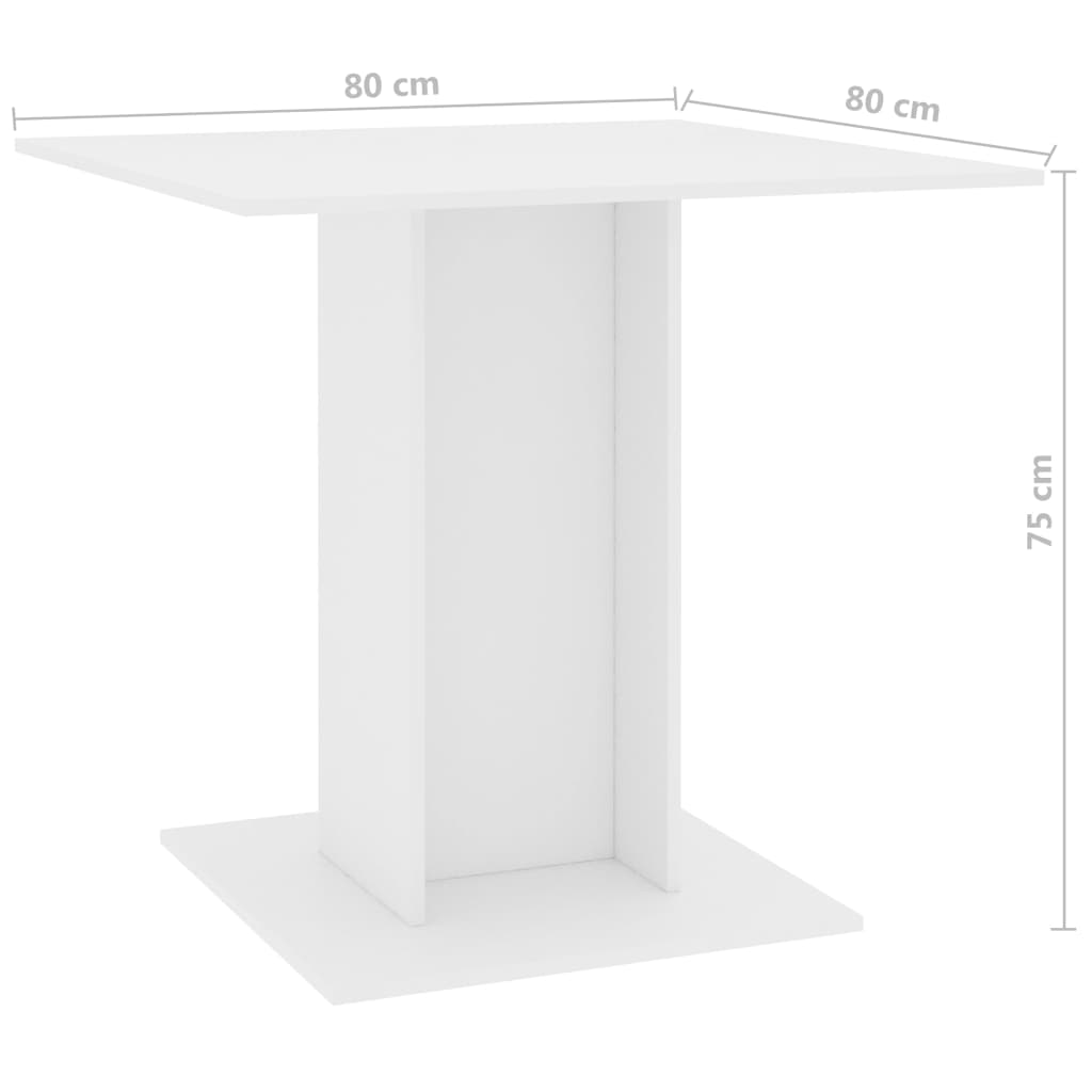 vidaXL Table à manger Blanc 80x80x75 cm bois d'ingénierie