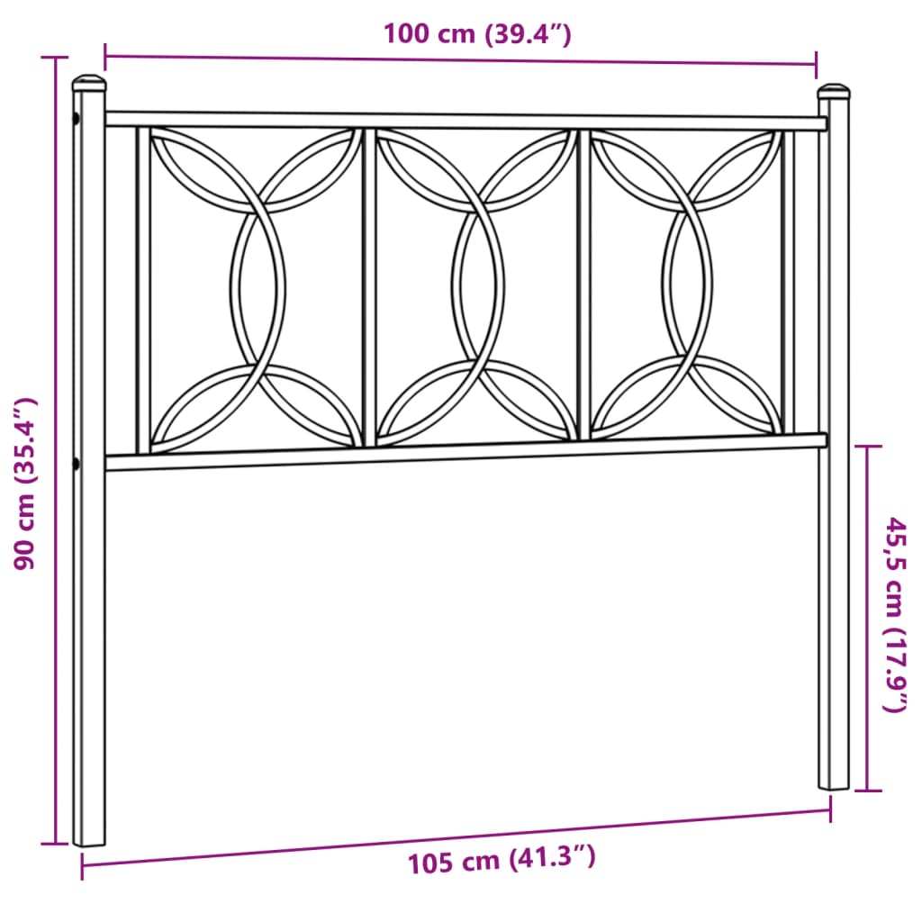 vidaXL Tête de lit métal blanc 100 cm