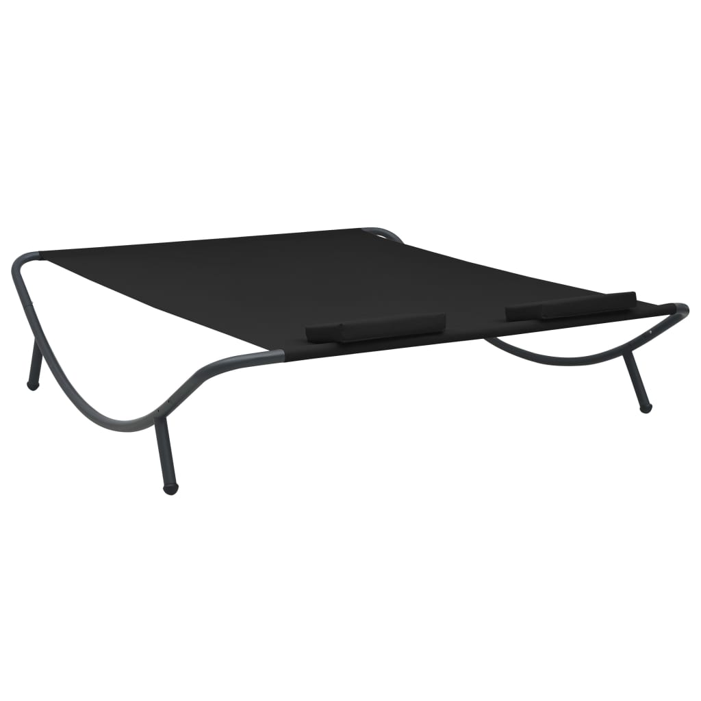 vidaXL Chaise longue d'extérieur tissu noir