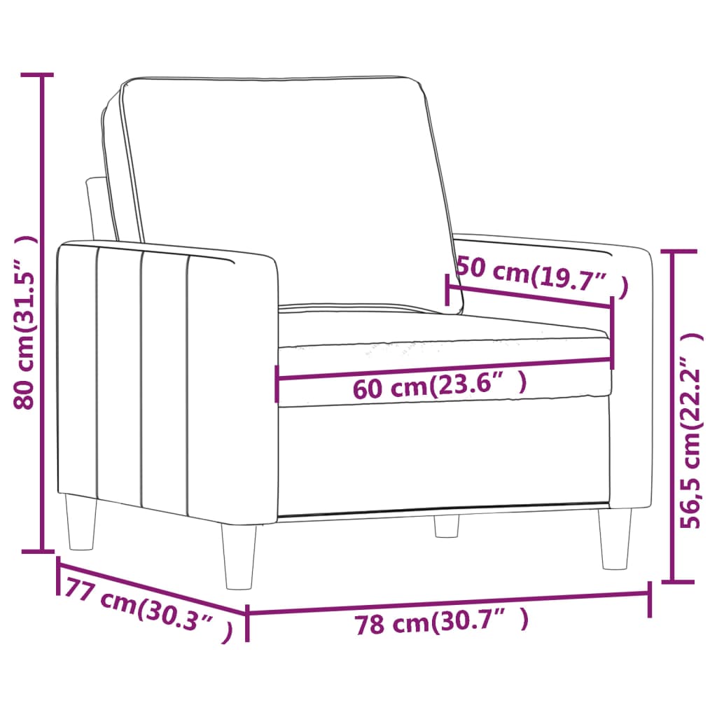 vidaXL Fauteuil Gris foncé 60 cm Velours