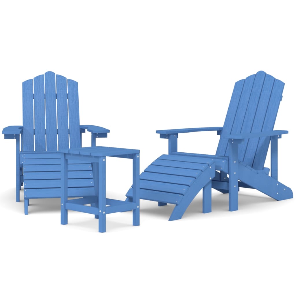 vidaXL Chaises de jardin Adirondack repose-pied table PEHD Bleu aqua