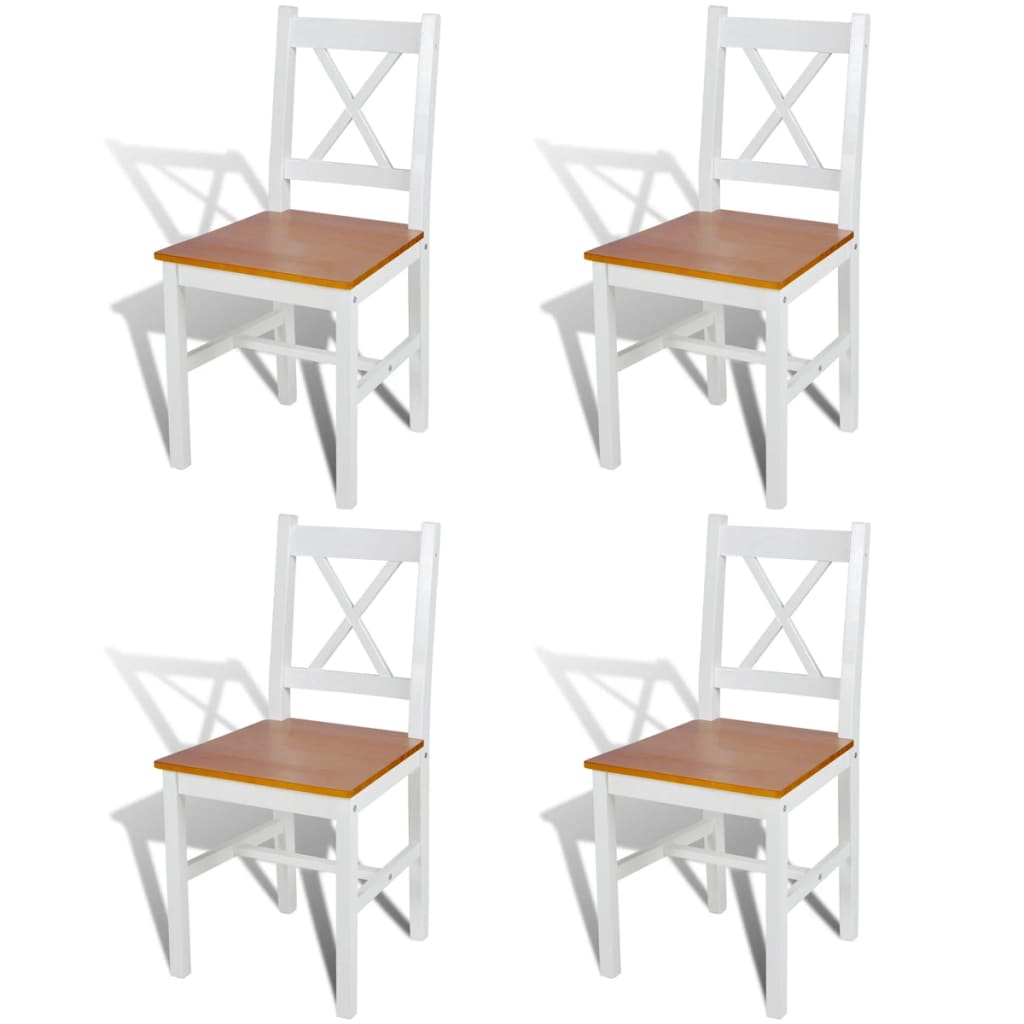 vidaXL Chaises à manger lot de 4 blanc bois de pin