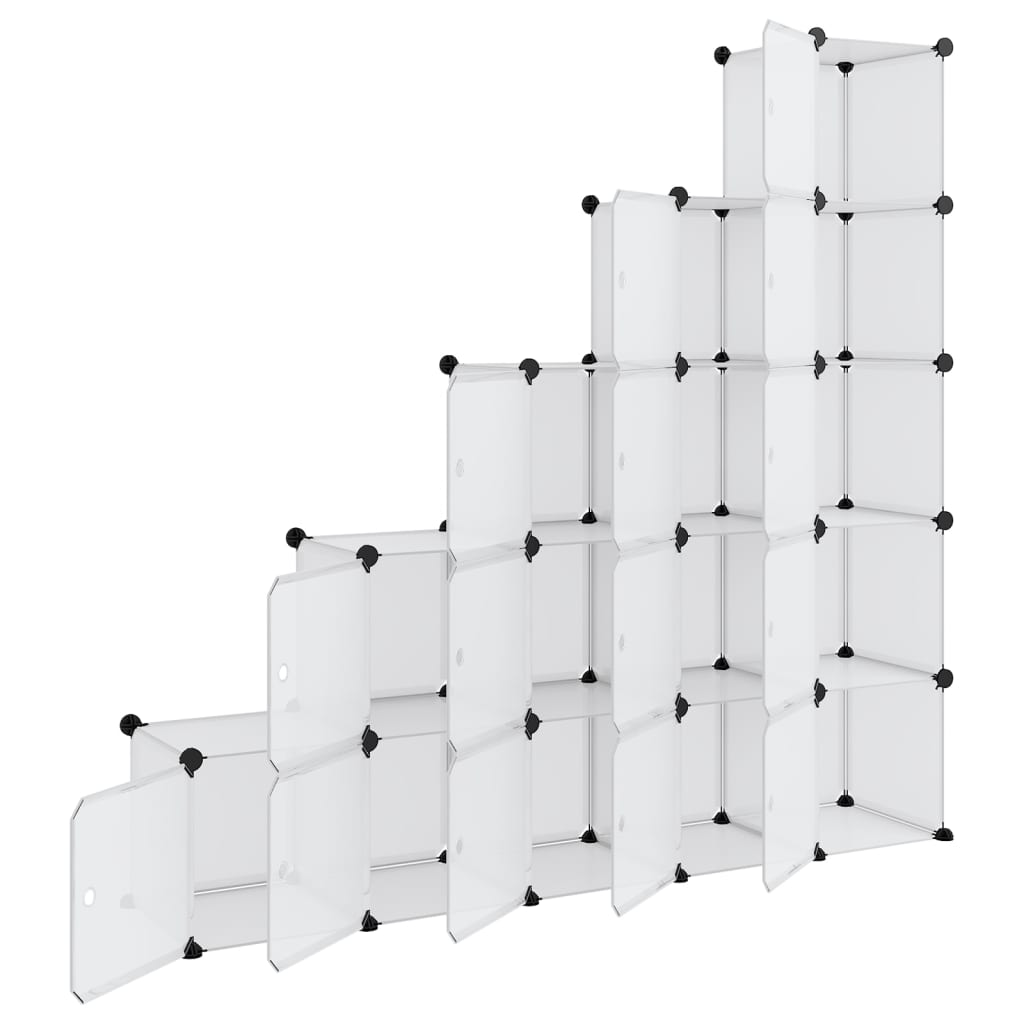 vidaXL Cubes de rangement 15 pcs avec portes Transparent PP