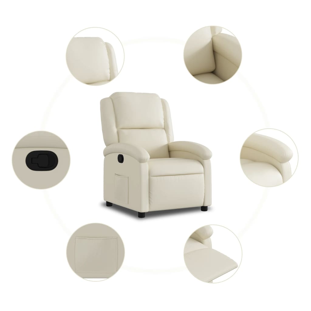 vidaXL Fauteuil inclinable Crème Similicuir