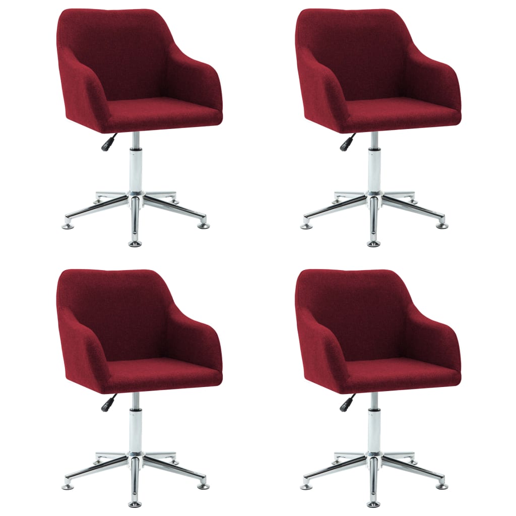 vidaXL Chaises pivotantes à manger lot de 4 rouge bordeaux tissu