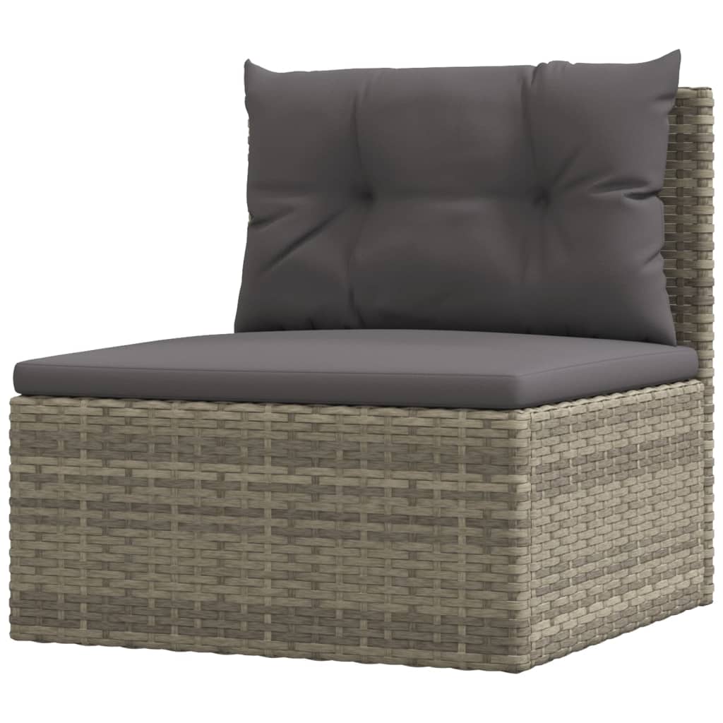 vidaXL Salon de jardin 5 pcs avec coussins Gris Résine tressée