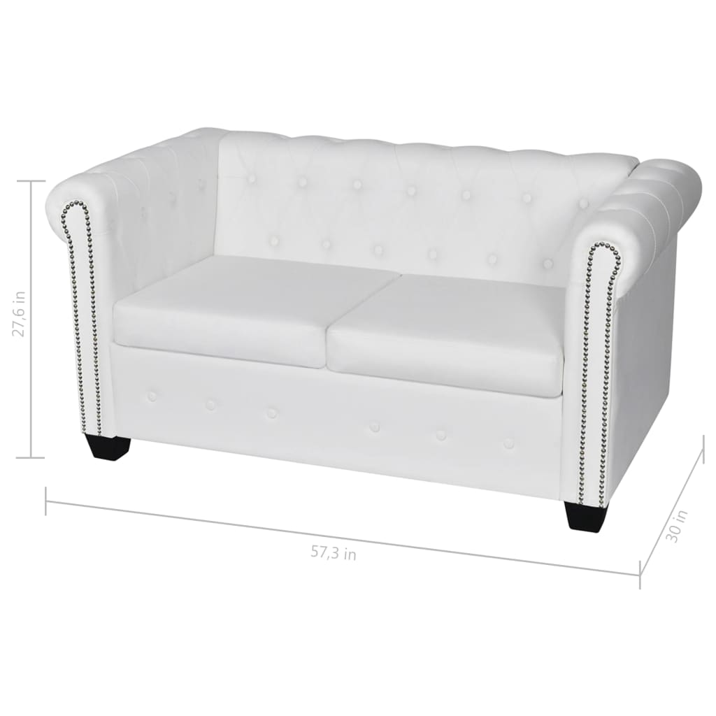 vidaXL Ensemble de canapé Chesterfield à 2/3 places blanc similicuir