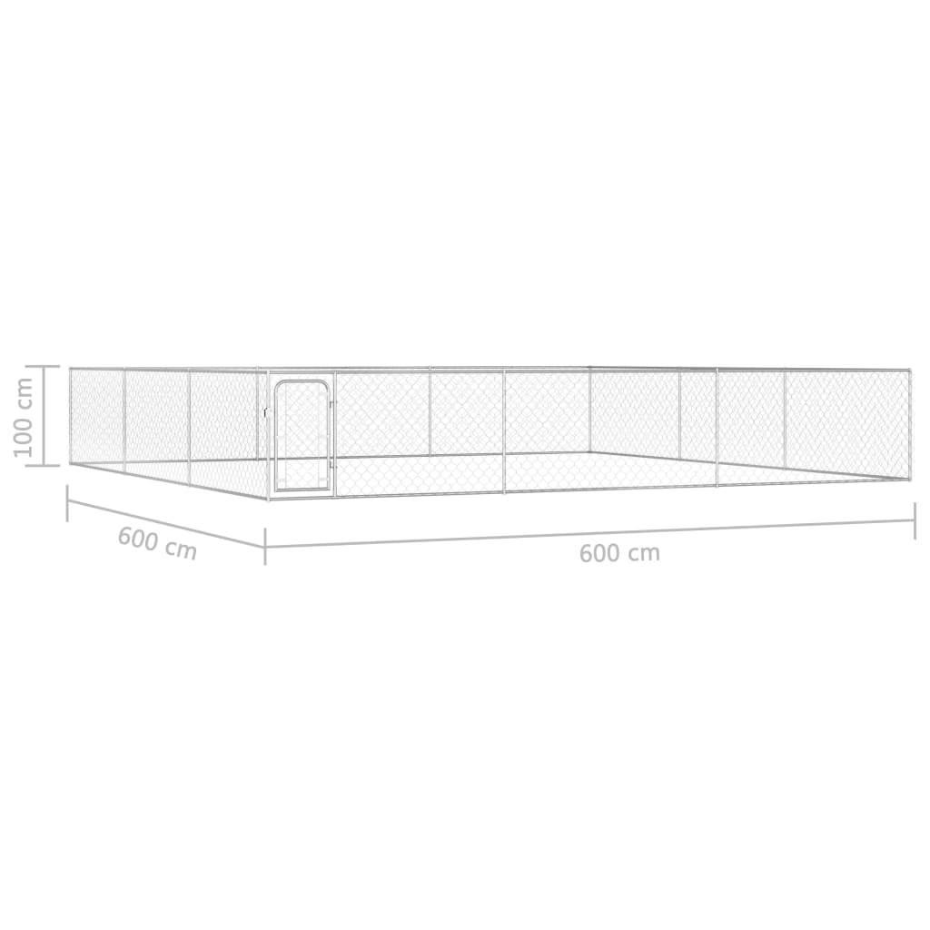 vidaXL Chenil extérieur pour chiens Acier galvanisé 6x6x1 m