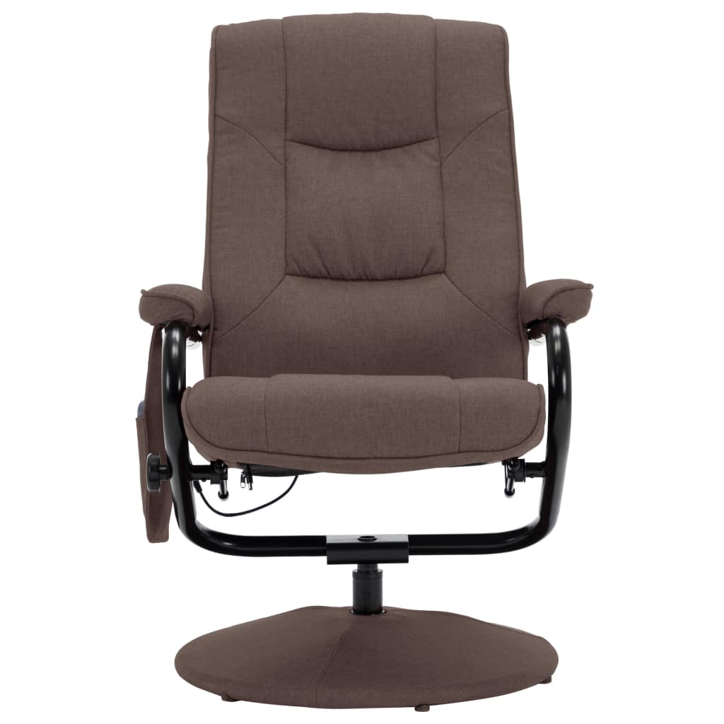 vidaXL Fauteuil inclinable de massage avec repose-pieds marron tissu