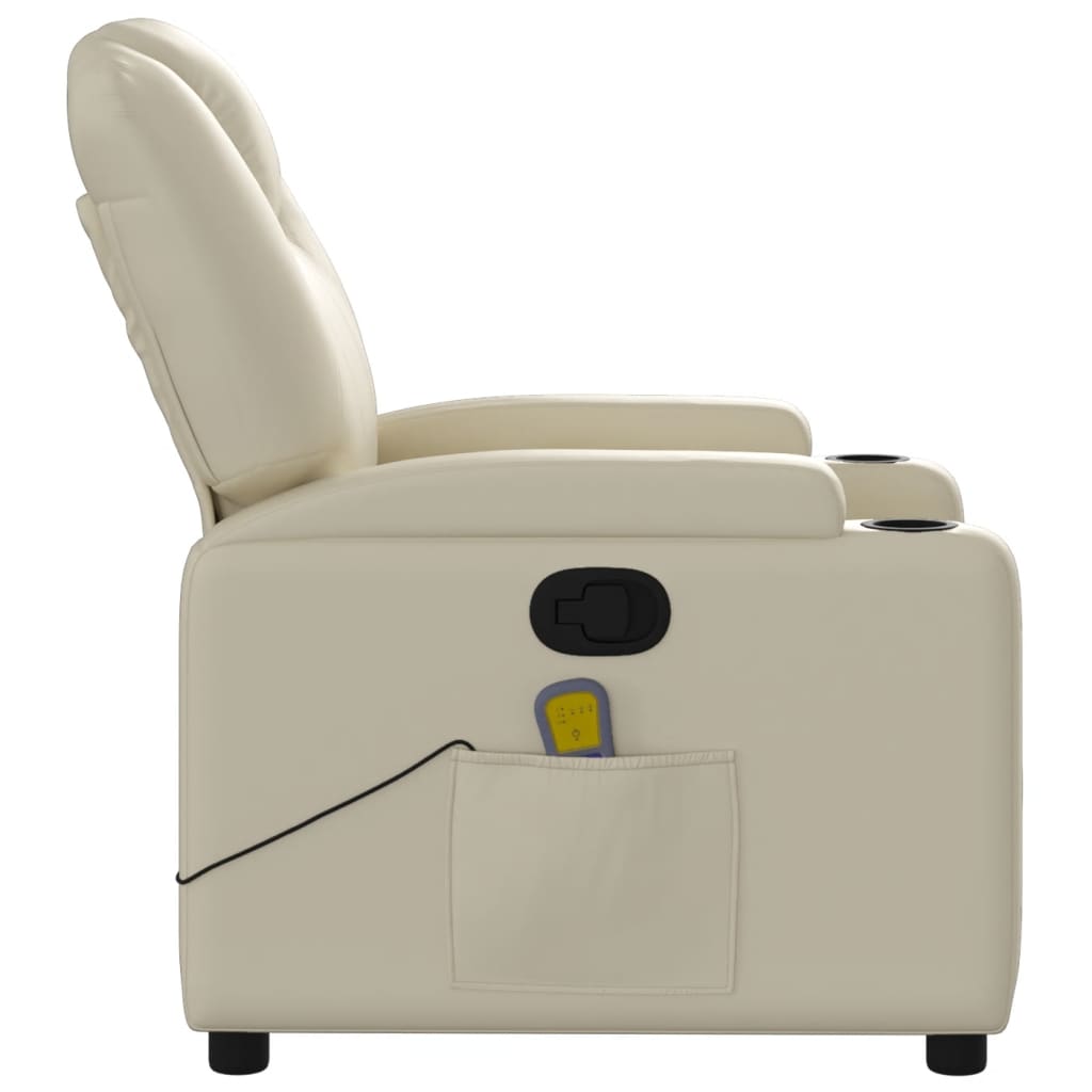 vidaXL Fauteuil inclinable de massage Crème Similicuir