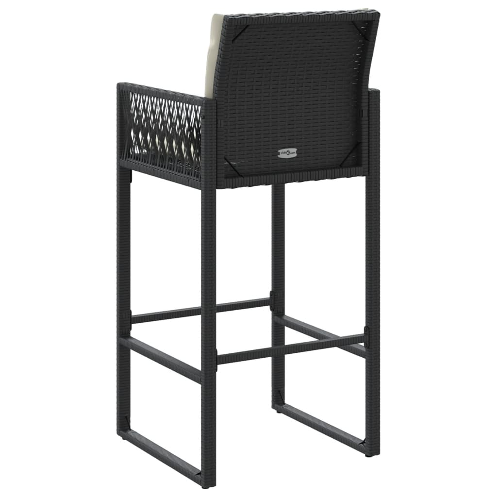 vidaXL Tabourets de bar jardin coussins lot de 2 noir résine tressée