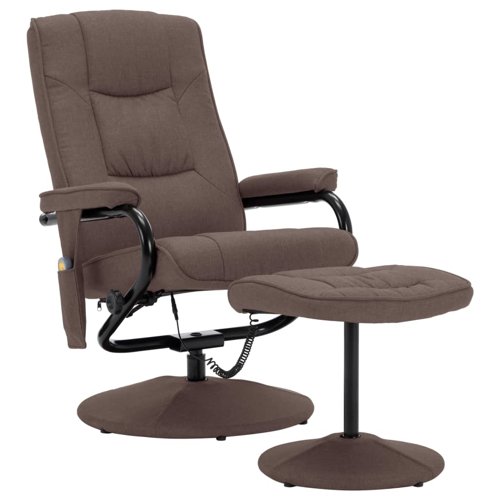 vidaXL Fauteuil inclinable de massage avec repose-pieds marron tissu