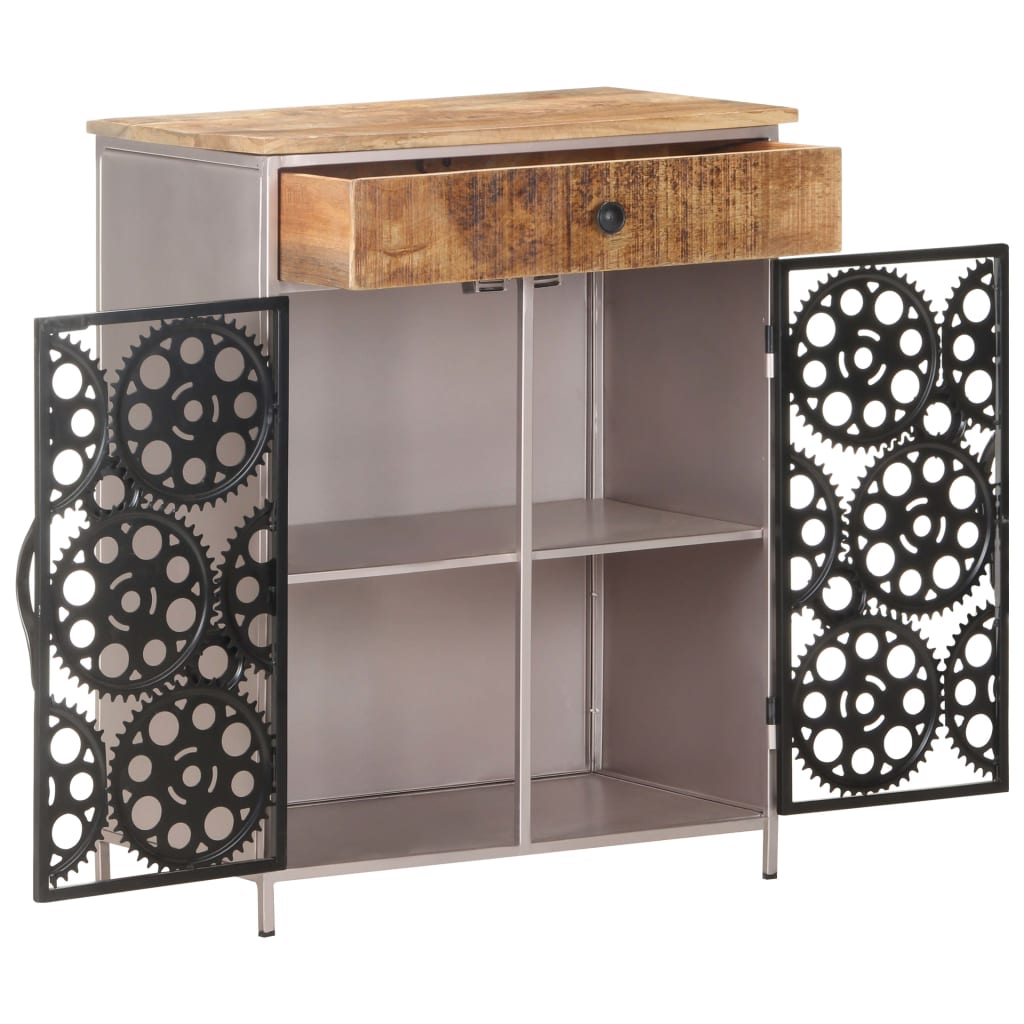 vidaXL Buffet 60x35x75 cm Bois de manguier brut et fer