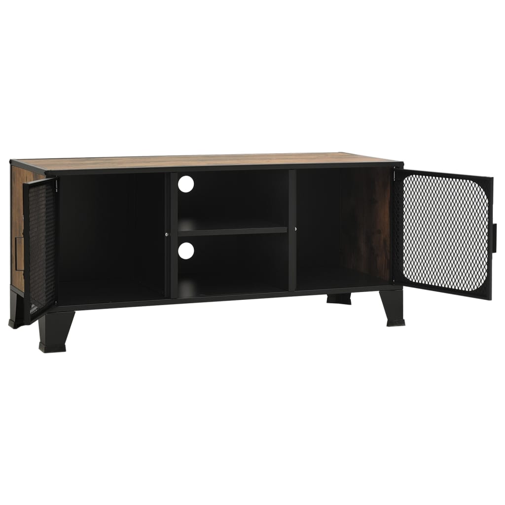 vidaXL Meuble TV Marron rustique 105x36x47 cm Métal et MDF