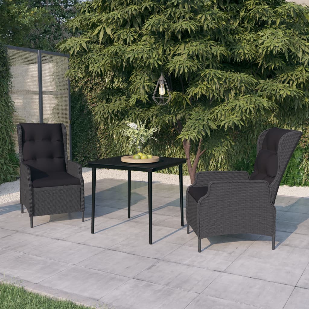 vidaXL Ensemble de salle à manger de jardin 3 pcs Gris foncé