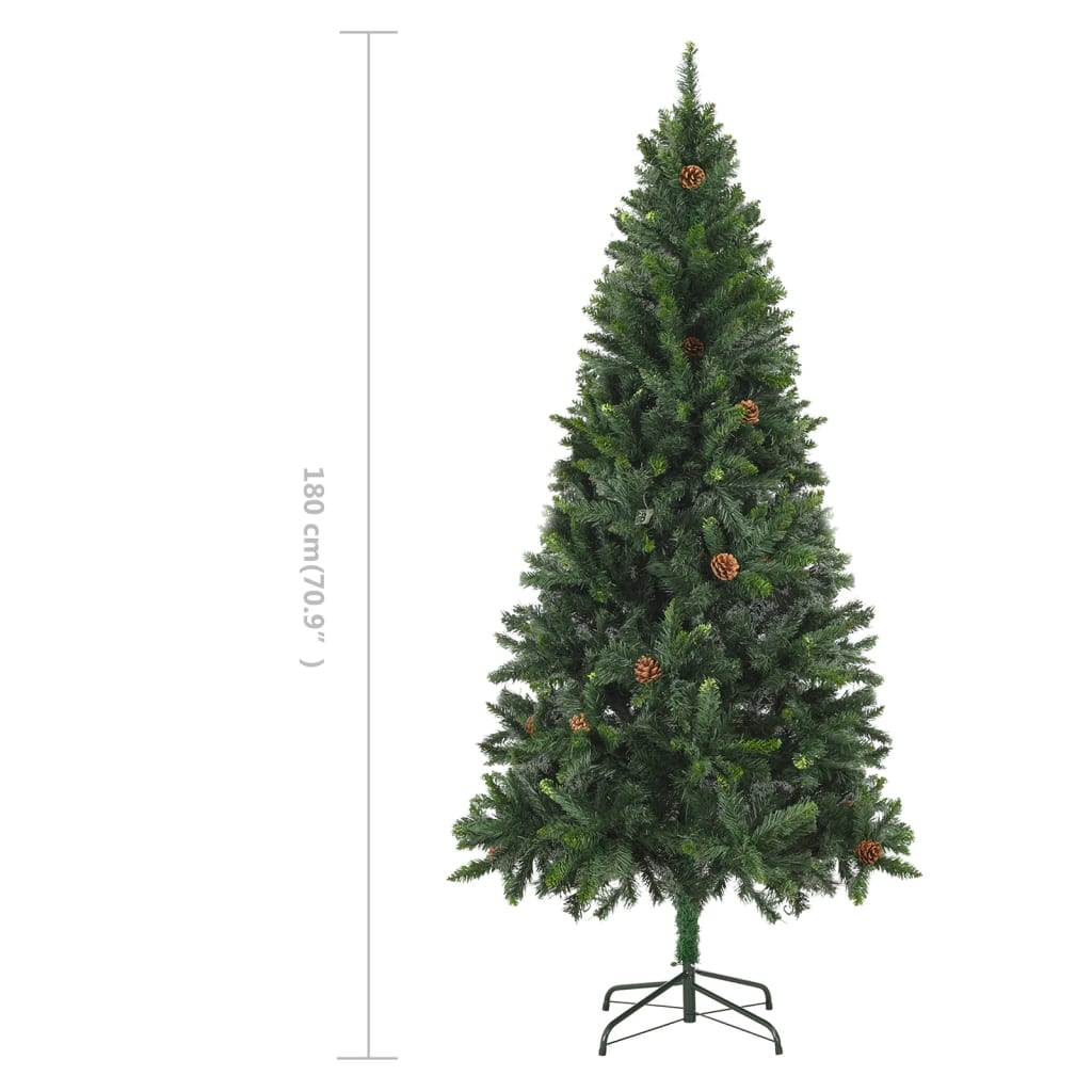 vidaXL Sapin de Noël artificiel avec pommes de pin Vert 180 cm