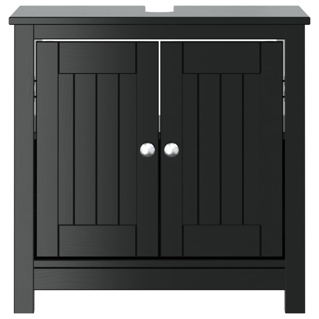 vidaXL Meuble de salle de bain BERG noir 60x34x59 cm bois pin massif