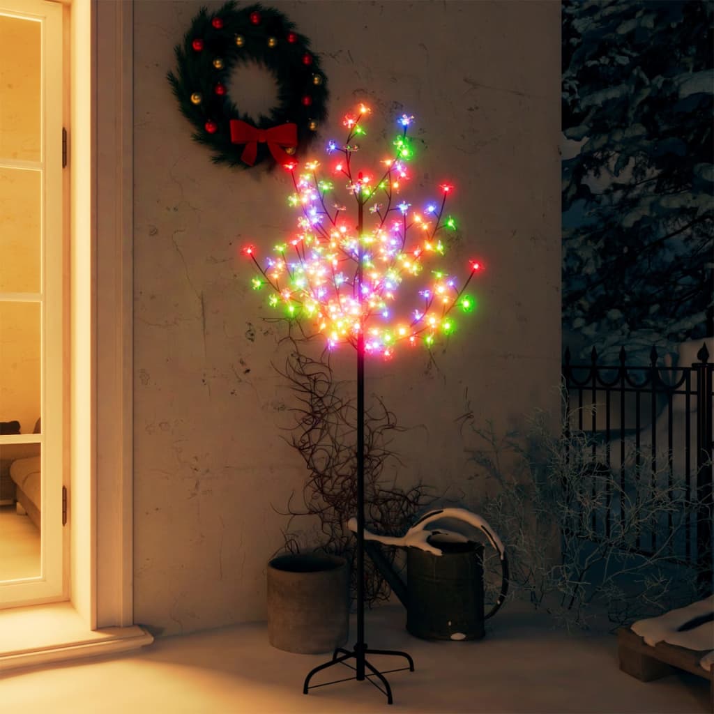 vidaXL Sapin de Noël 120 LED colorées cerisier en fleurs 150 cm