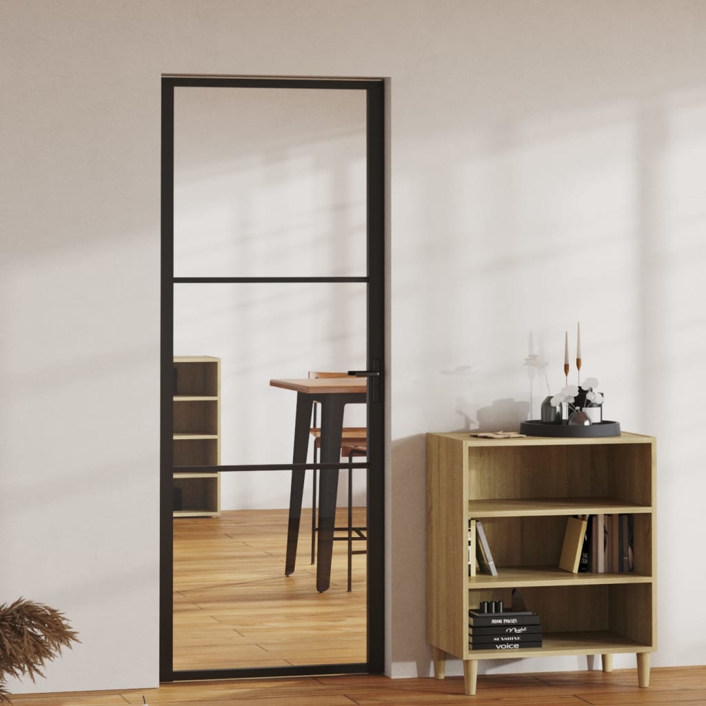 vidaXL Porte intérieure Verre ESG et aluminium 76x201,5 cm Noir