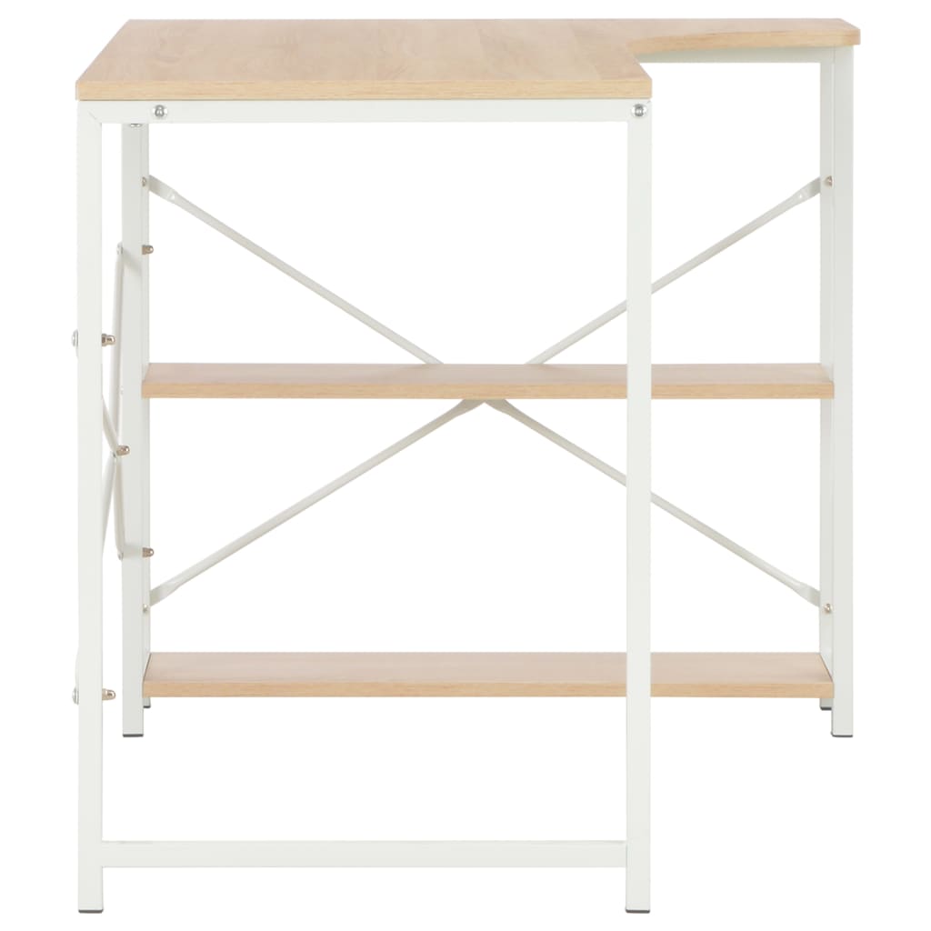 vidaXL Bureau d'ordinateur Blanc et chêne 120 x 72 x 70 cm