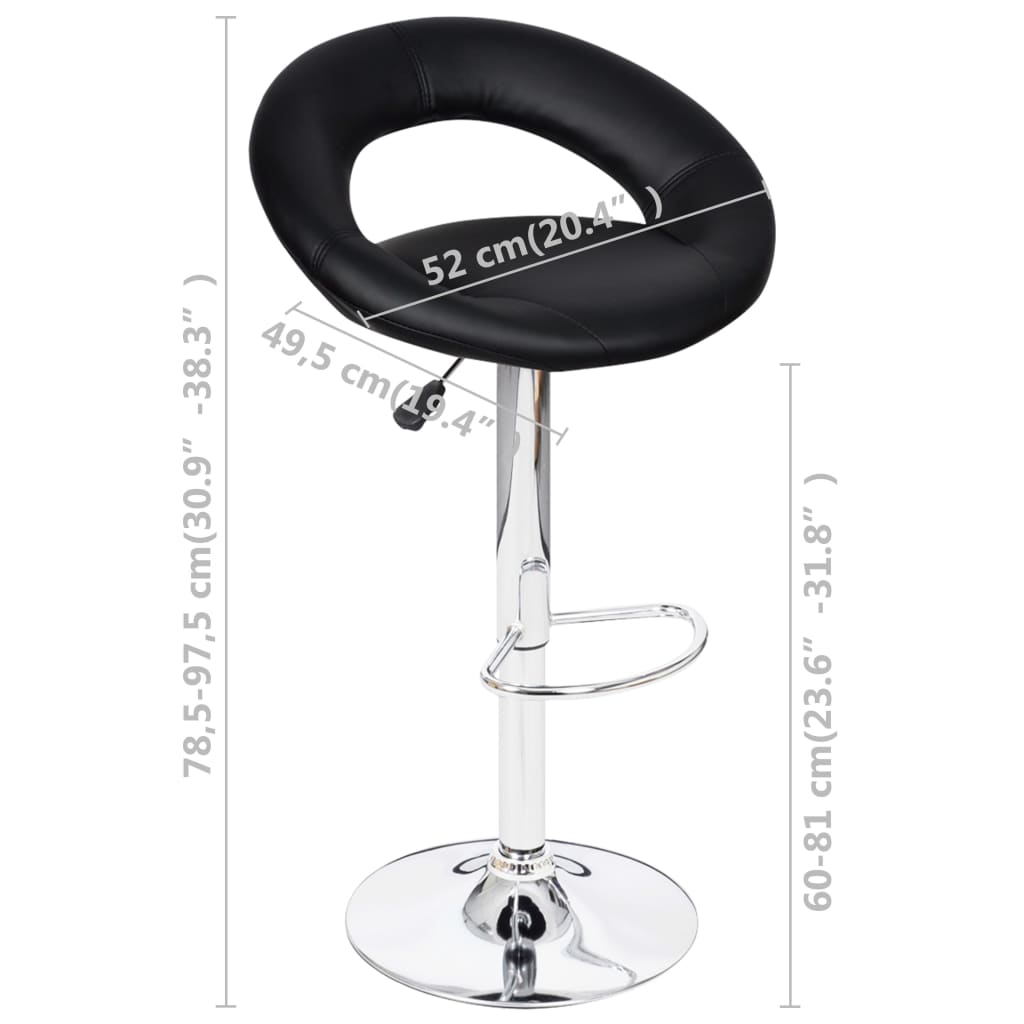 vidaXL Tabourets de bar lot de 2 noir similicuir