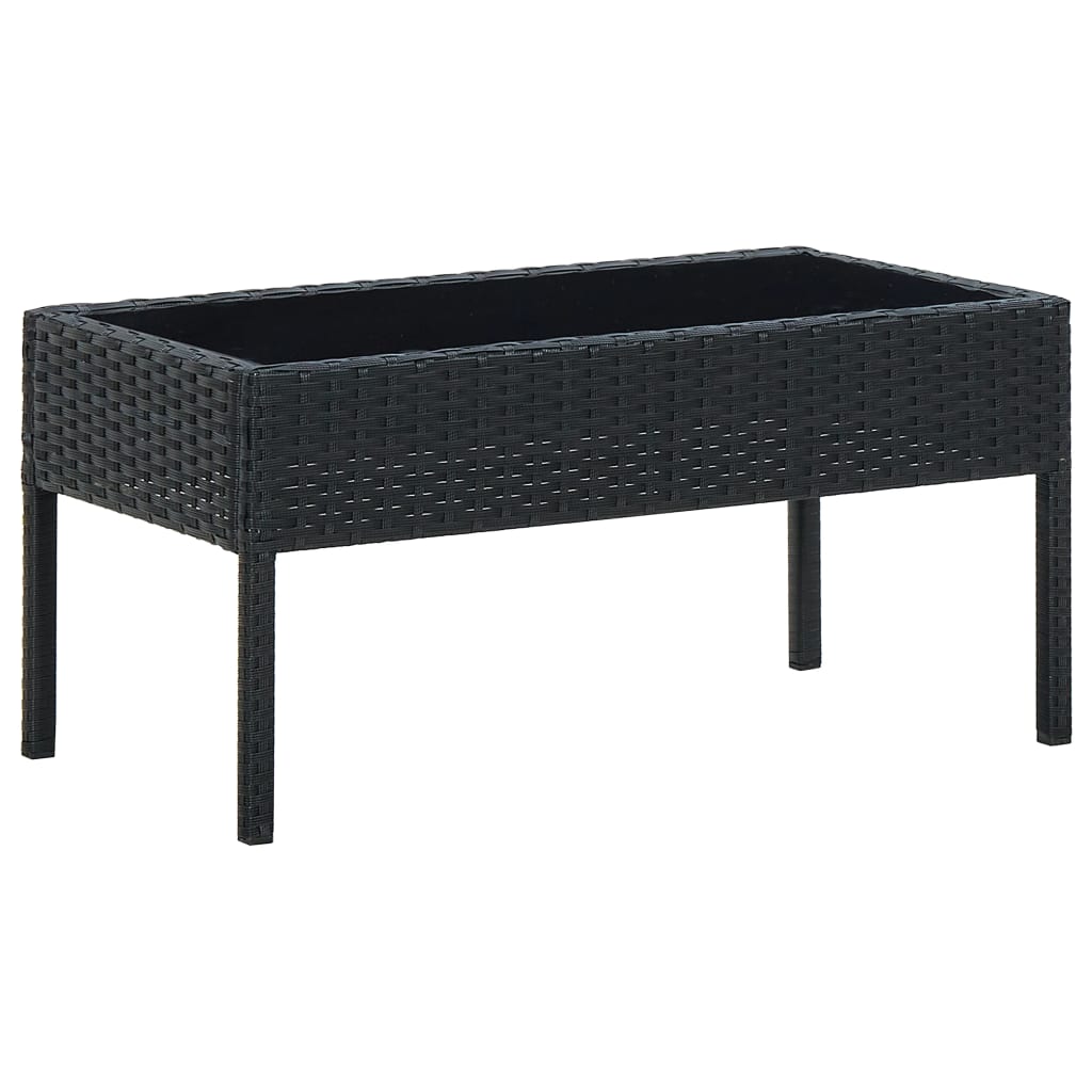 vidaXL Table de jardin Noir 75x40x37 cm Résine tressée