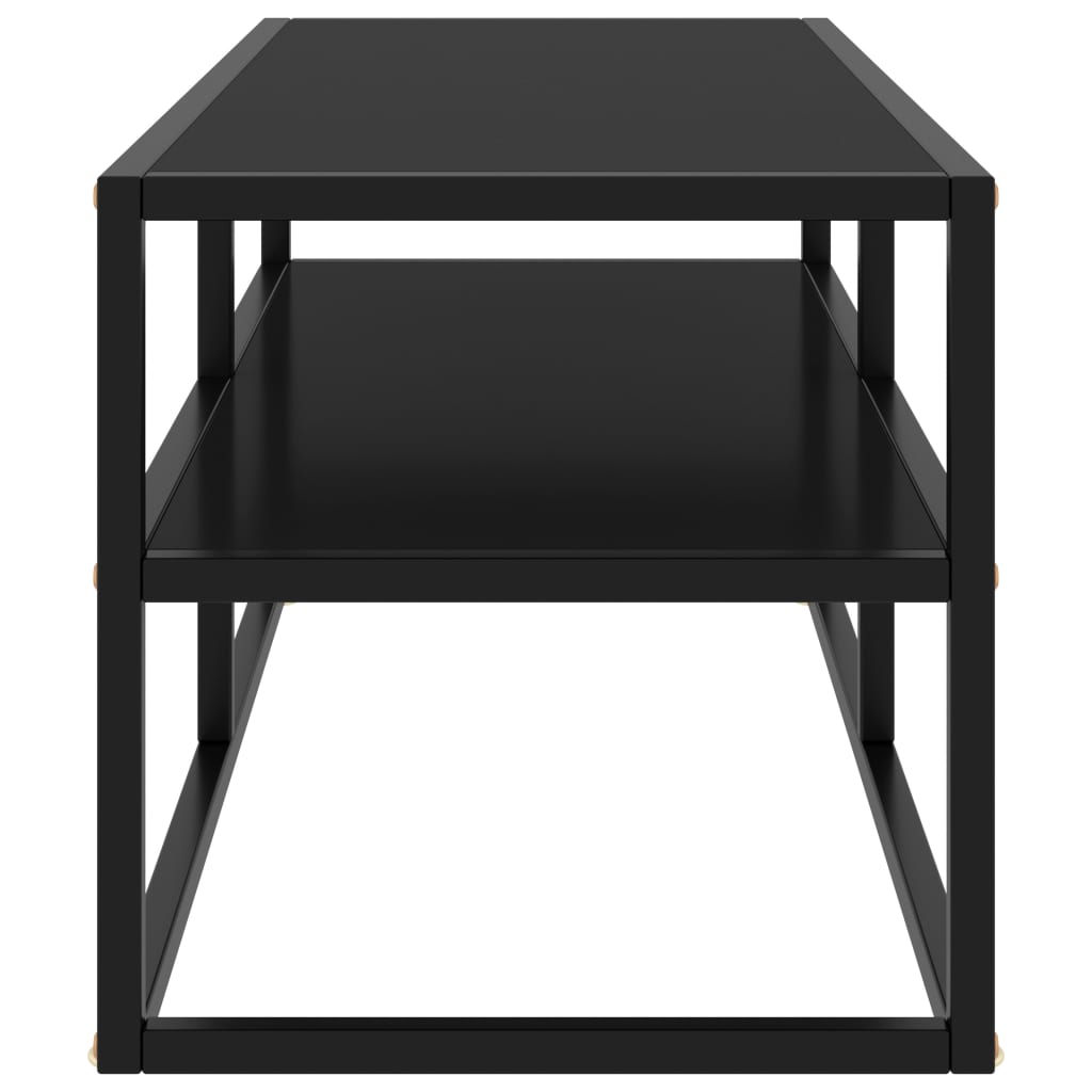 vidaXL Meuble TV noir avec verre noir 100x40x40 cm