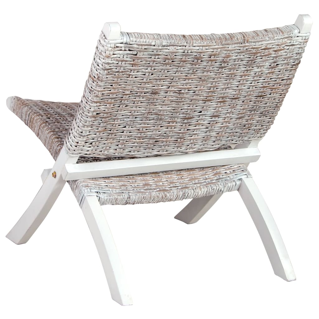 vidaXL Chaise de relaxation rotin kubu naturel et bois d'acajou massif