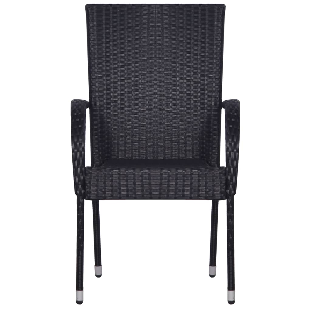 vidaXL Chaises empilables d'extérieur lot de 2 Résine tressée Noir