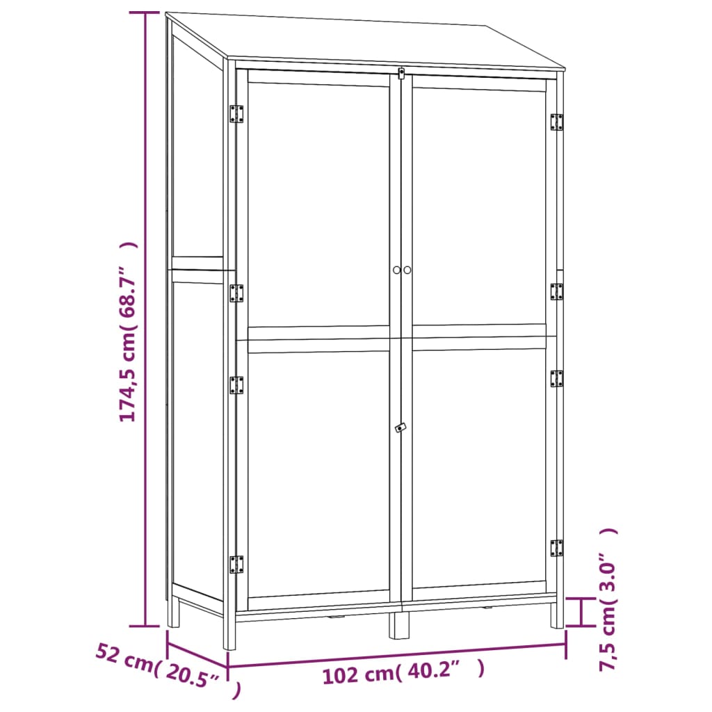 vidaXL Remise de jardin Marron 102x52x174,5 cm Bois de sapin solide