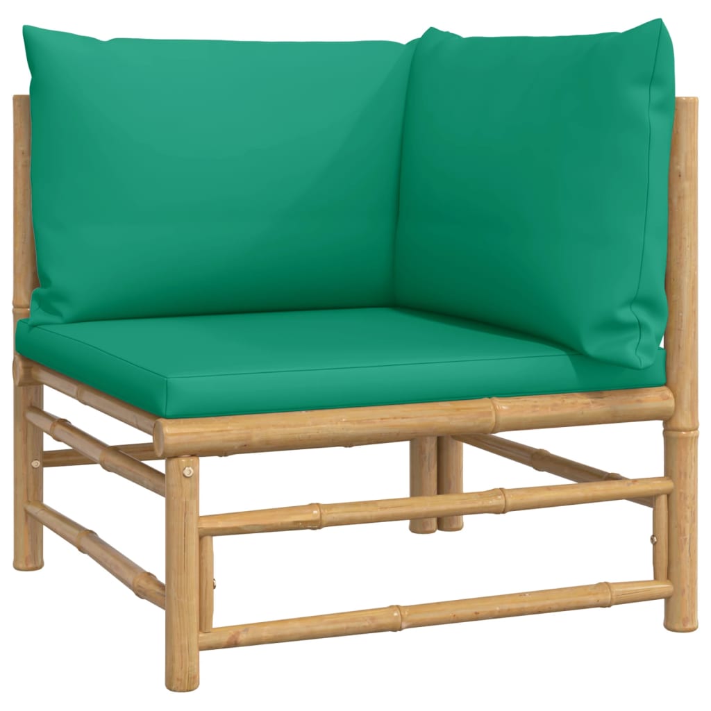 vidaXL Salon de jardin 8 pcs avec coussins vert bambou