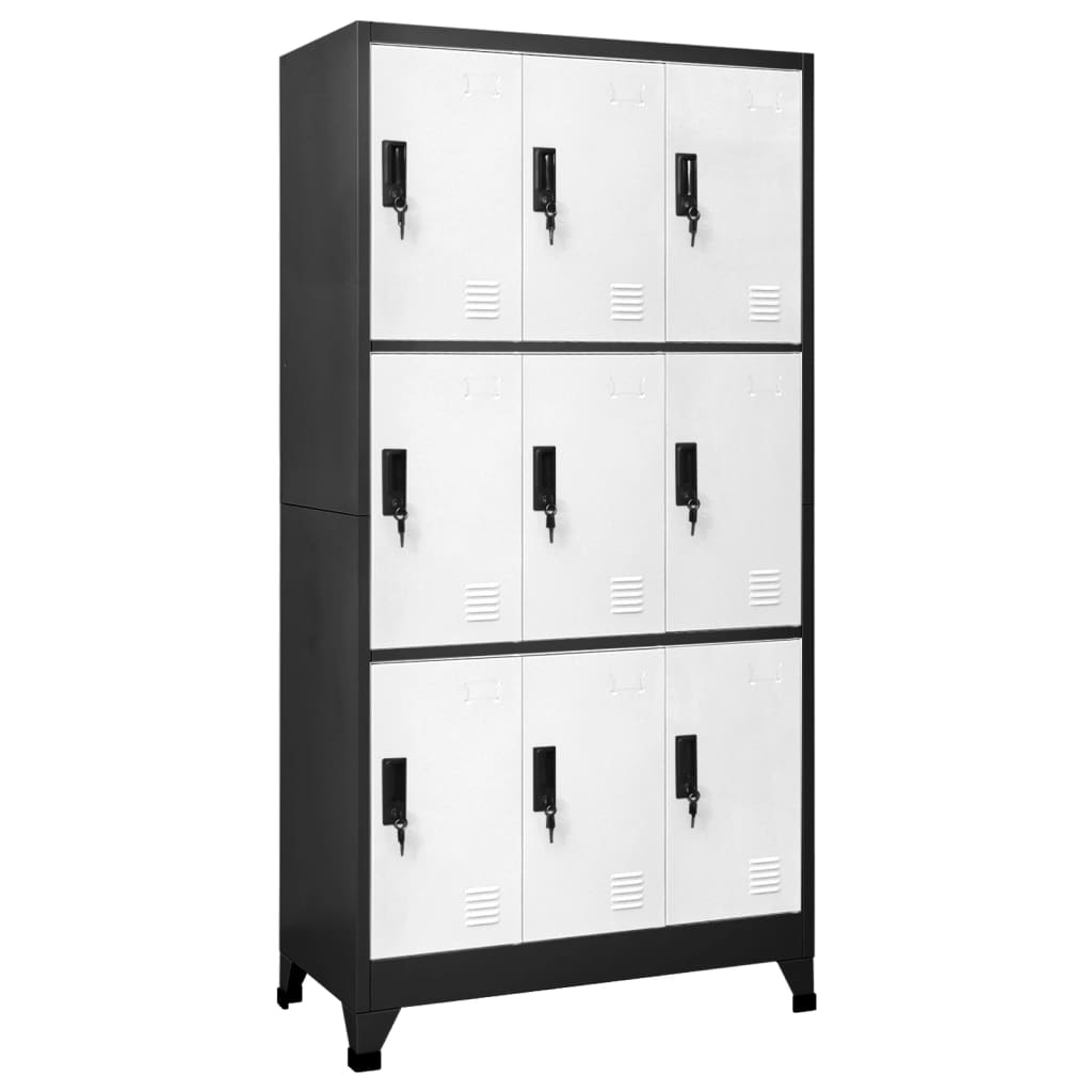 vidaXL Armoire à casiers Anthracite et blanc 90x45x180 cm Acier