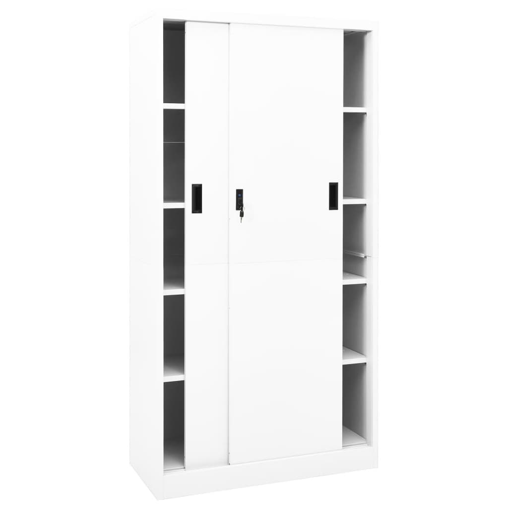 vidaXL Armoire de bureau et porte coulissante Blanc 90x40x180 cm Acier