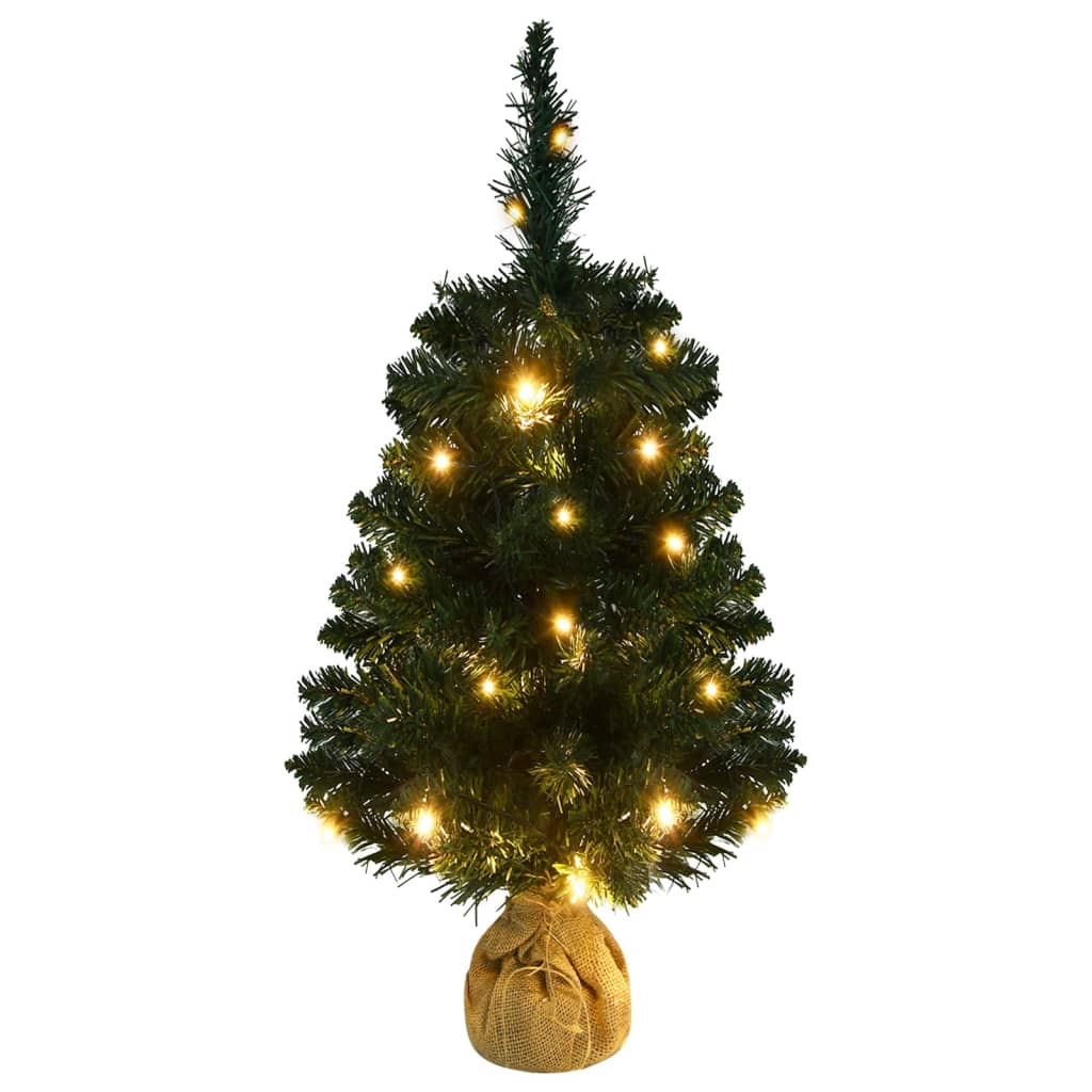 vidaXL Sapin de Noël artificiel pré-éclairé et supports vert 90 cm PVC