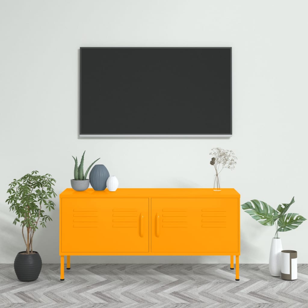 vidaXL Meuble TV Jaune moutarde 105x35x50 cm Acier