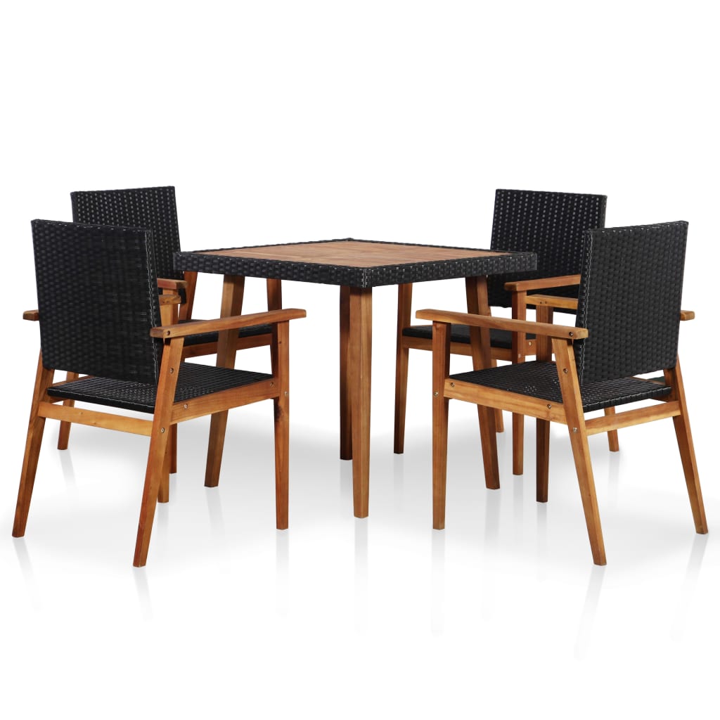 vidaXL Mobilier à dîner de jardin 5 pcs Résine tressée Noir et marron