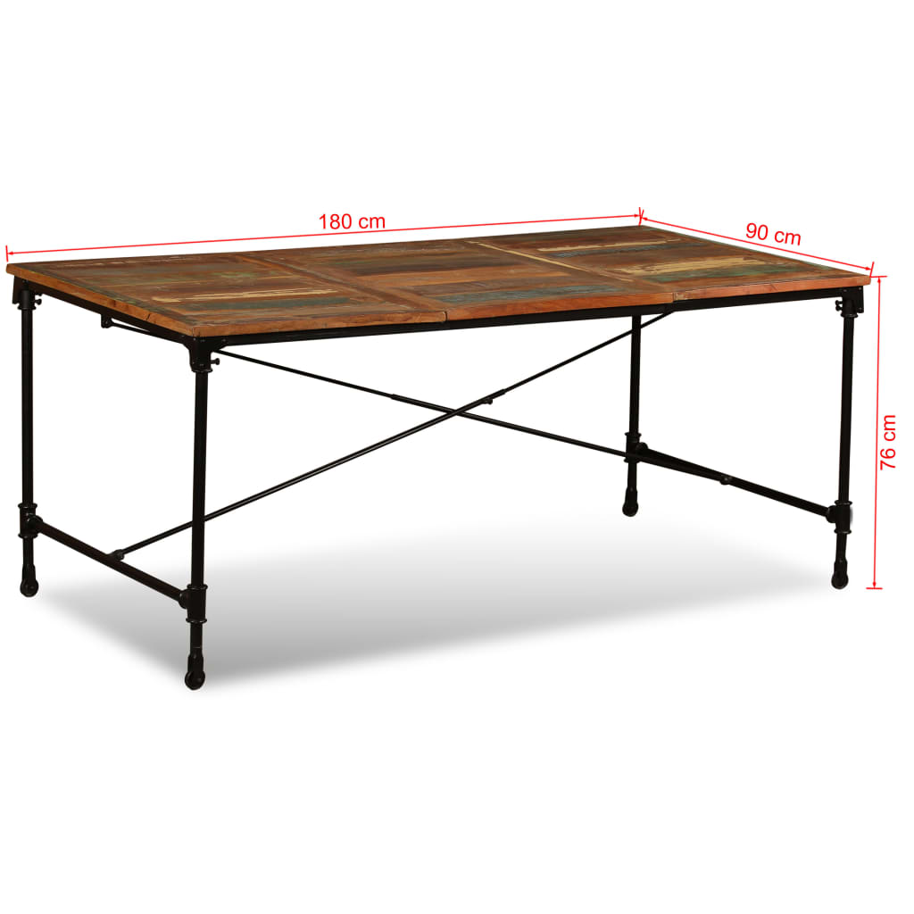 vidaXL Table à manger Bois de récupération massif 180 cm