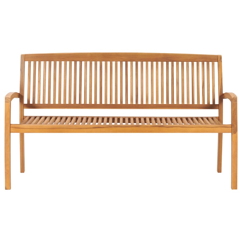 vidaXL Banc 3 places empilable de jardin 159 cm Bois de teck solide