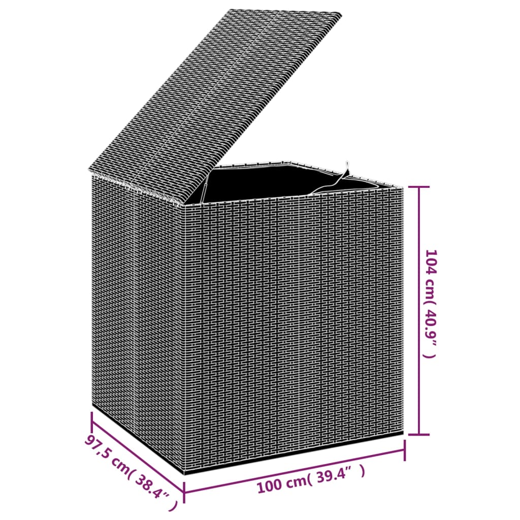 vidaXL Boîte à coussins de jardin Résine tressée 100x97,5x104 cm Gris