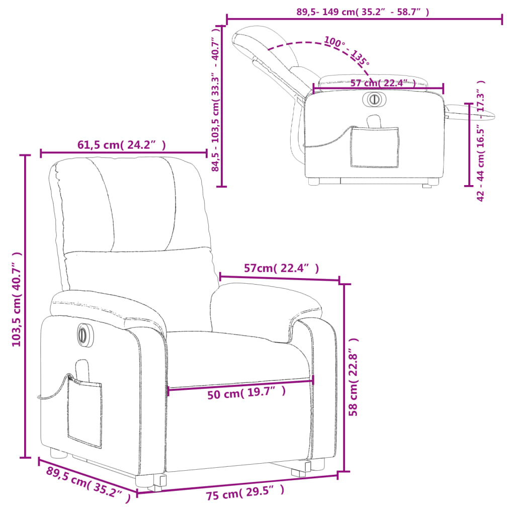 vidaXL Fauteuil inclinable de massage électrique marron