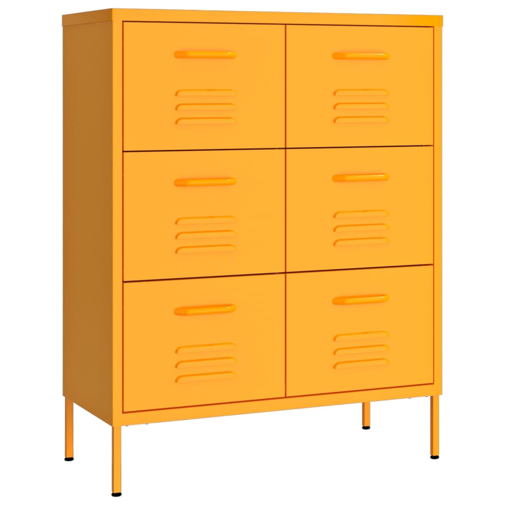 vidaXL Armoire à tiroirs Jaune moutarde 80x35x101,5 cm Acier