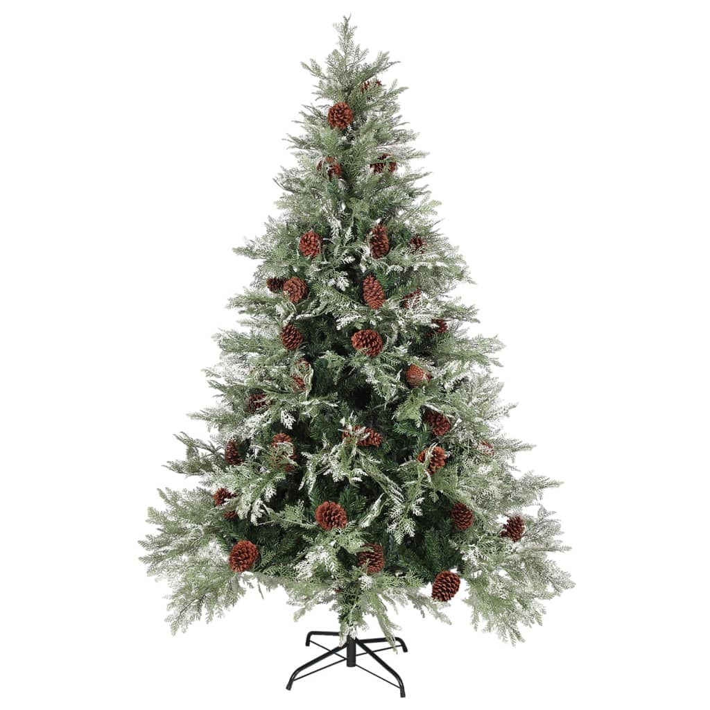 vidaXL Sapin de Noël pré-éclairé et pommes de pin vert 150cm PVC et PE