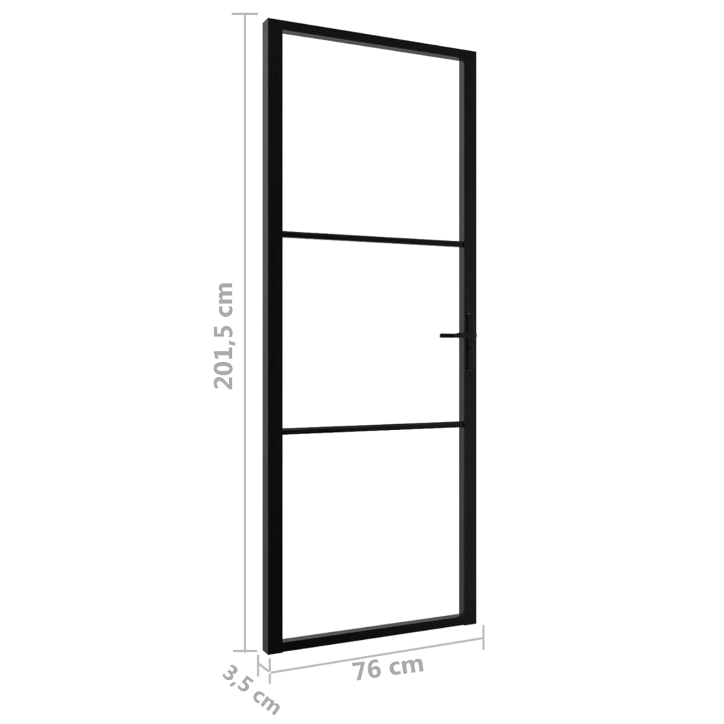 vidaXL Porte intérieure Verre ESG et aluminium 76x201,5 cm Noir