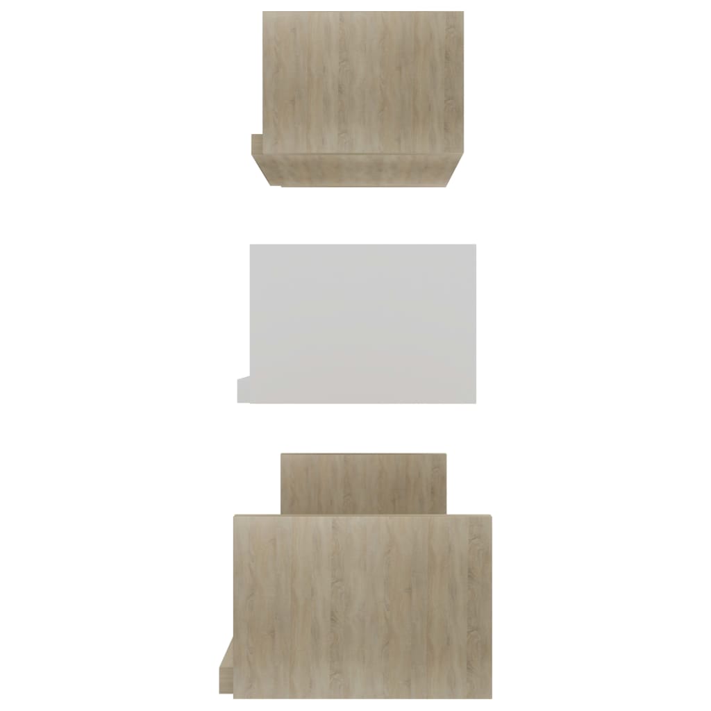 vidaXL Étagères murales 3 pcs Blanc et chêne sonoma Bois d'ingénierie