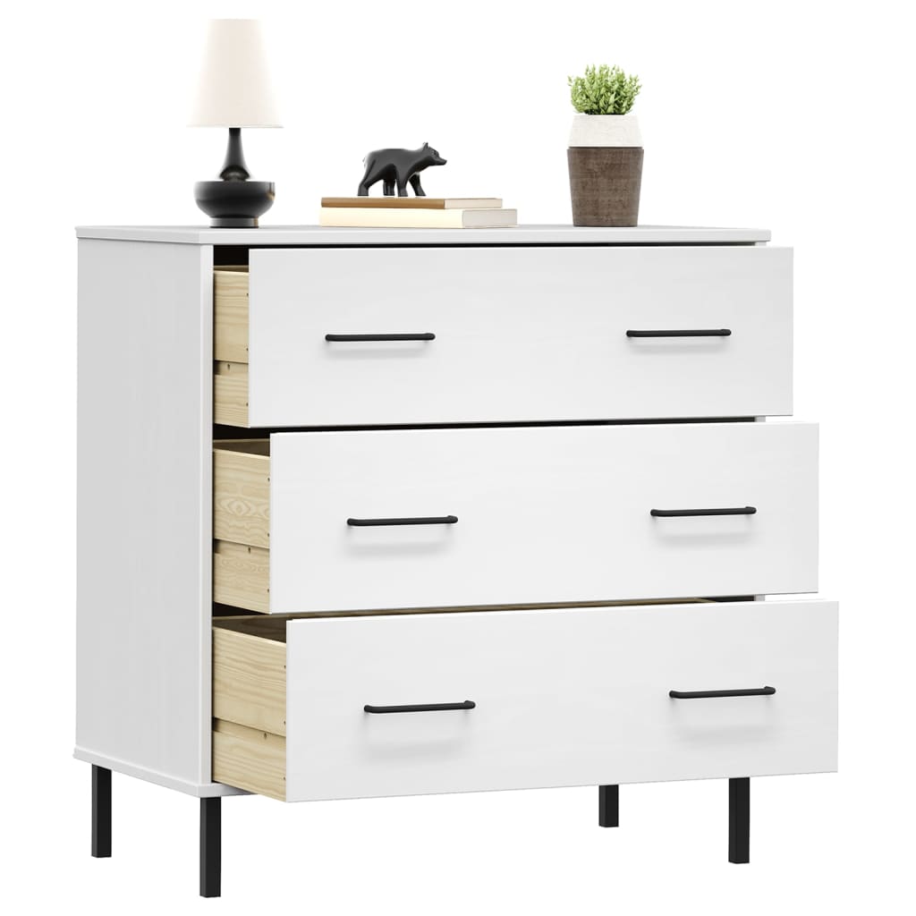 vidaXL Buffet avec 3 tiroirs Blanc 77x40x79,5 cm Bois massif OSLO