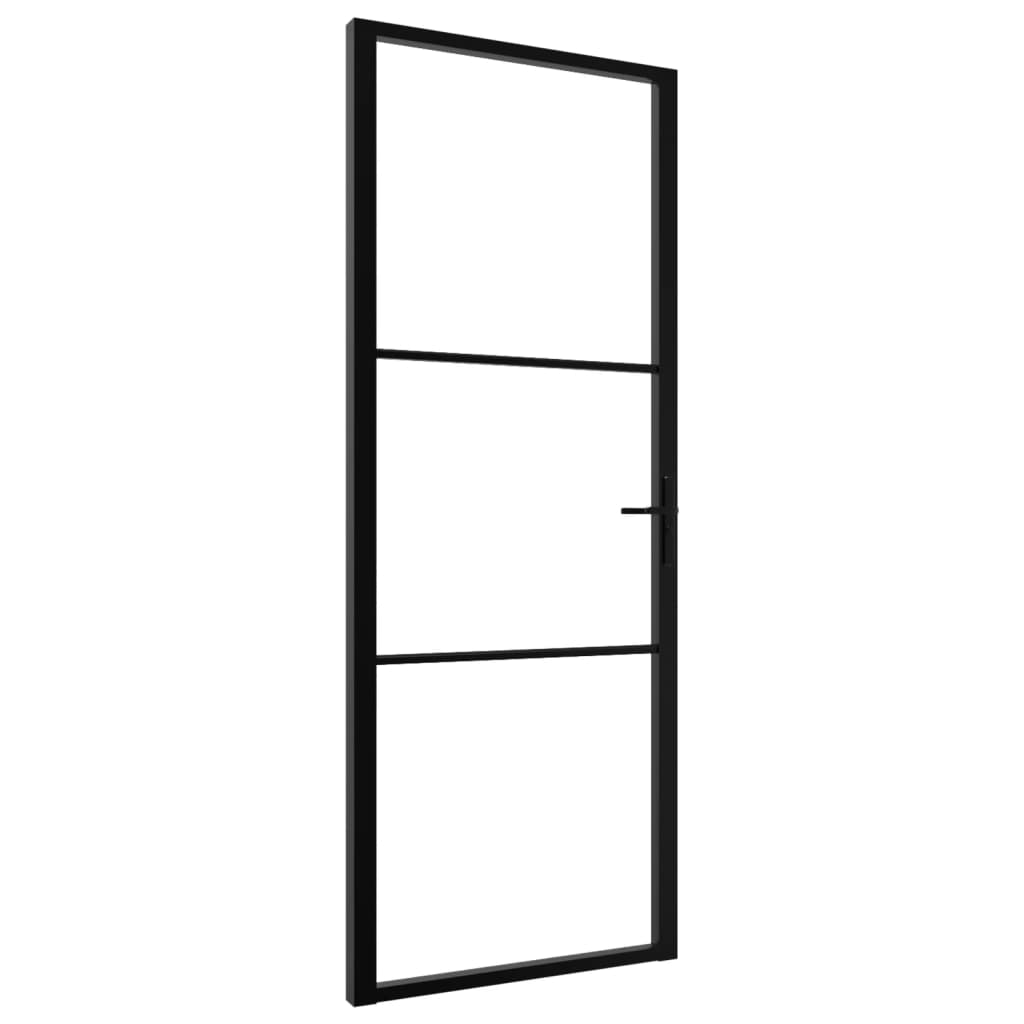 vidaXL Porte intérieure Verre ESG et aluminium 76x201,5 cm Noir