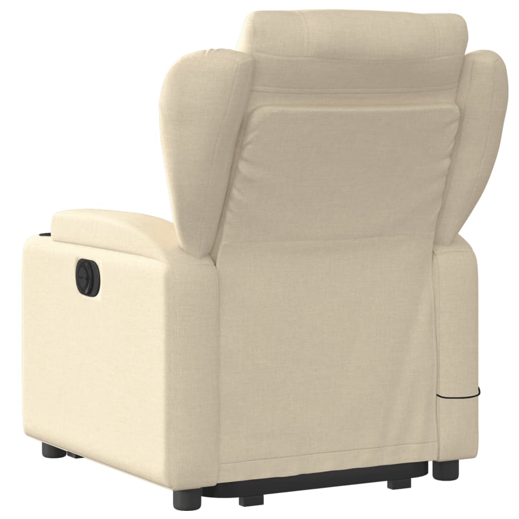 vidaXL Fauteuil inclinable de massage électrique crème tissu